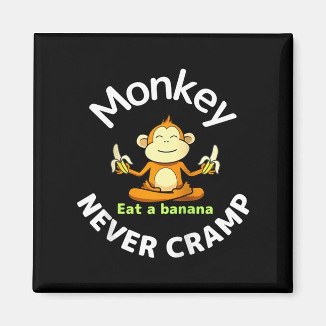 Imã Monkey Never Cramp Eat A Banana Raglan Baseball Te (Frente)