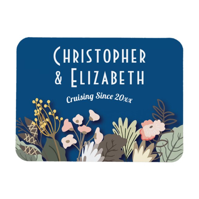 Ímã Monograma Azul de Localizador de Portas de Cruzeir (Horizontal)