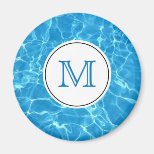 Imã Monograma azul Sparkling da água da piscina