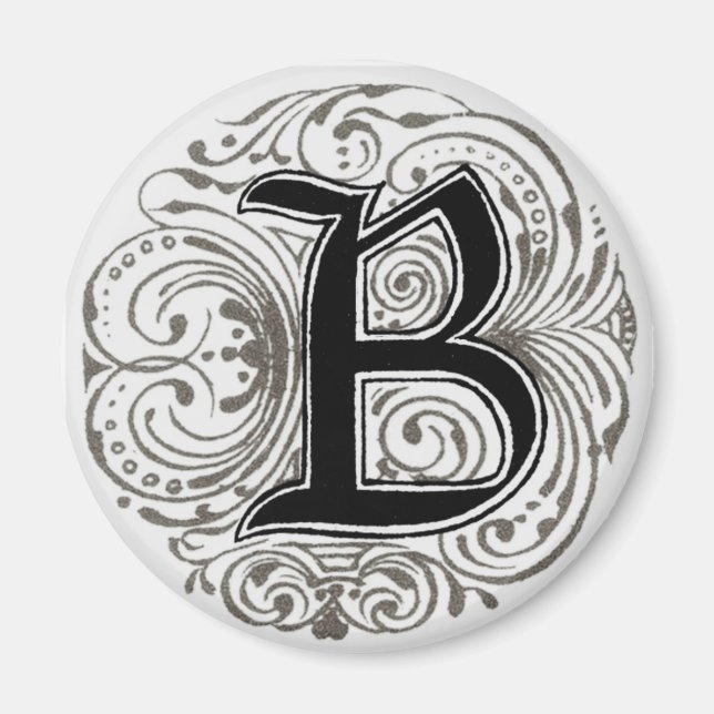 Imã Monograma "B" em Cinza - Magnet (Frente)