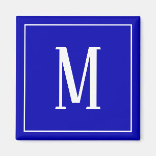 Imã Monograma Branco sobre Magneta Real Azul
