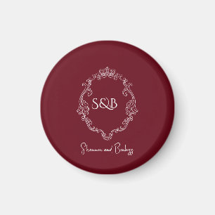 Imã Monograma burgundy elegante minimalista simples