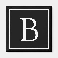 Monograma clássico simples | Preto com texto branc