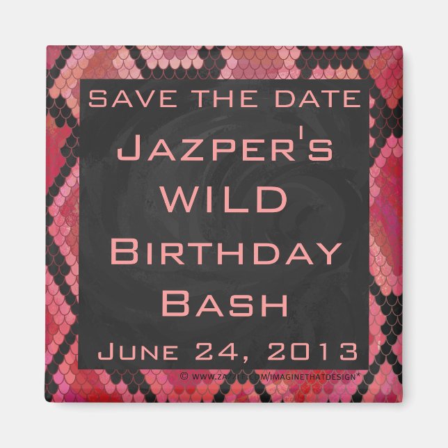 Imã Monograma Cobra Estampa Preto e Vermelho (Frente)