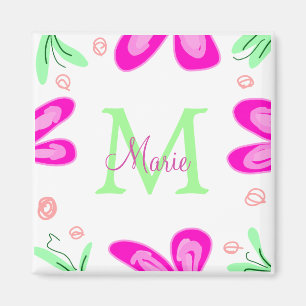 Imã Monograma cor-de-rosa, acrescentar o nome da letra