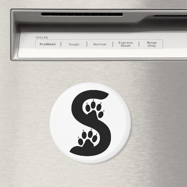 Imã Monograma da letra S com pegadas de urso (In Situ (Dishwasher))
