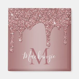 Imã Monograma da rosa Dourada de Lixeira