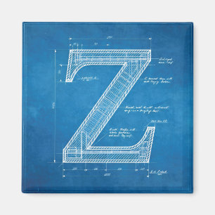 Imã Monograma de Blueprint da Letra Z