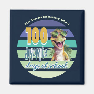 Imã Monograma de Dinossauro de 100 Dias de Escola