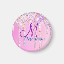 Imã Monograma de Drives de Brilho Arco-Íris, Cor-de-Ro