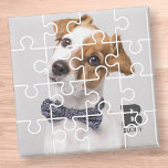 Imã Monograma de Fotografias Personalizadas de Pet da<br><div class="desc">Foto personalizada de poeta da família Quebra-cabeça moderna</div>