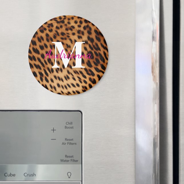 Imã Monograma de impressão de animais leopardo (In Situ (Fridge))