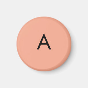 Imã Monograma de Letra Personalizada Rosa Bege