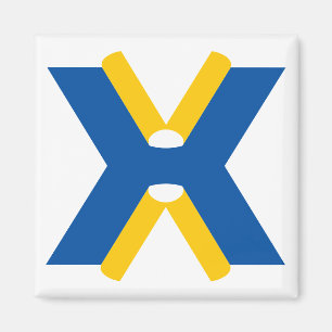 Imã Monograma de Letra X Azul e Amarelo