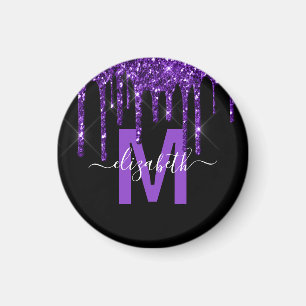 Imã Monograma de Metal com Pincel de Pincel Roxo