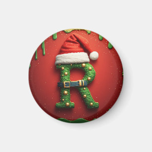 Imã Monograma de Natal R com Chapéu de Papai Noel – Pr