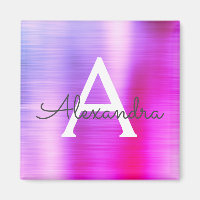Monograma de Nome em Metal Escovado Roxo