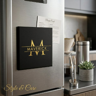 Imã Monograma de Nome Personalizado Elegante Decorativ
