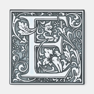 Imã monograma de prata florescente - E