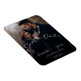 Ímã Monograma de Sobreposição de Texto em Branco Dois 