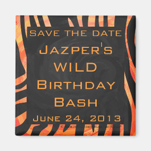 Imã Monograma de Zebra Laranja e Negra