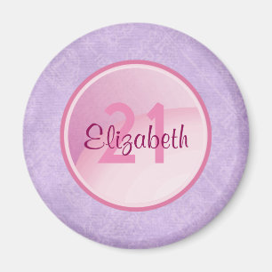 Imã Monograma do aniversário - nome e idade em um