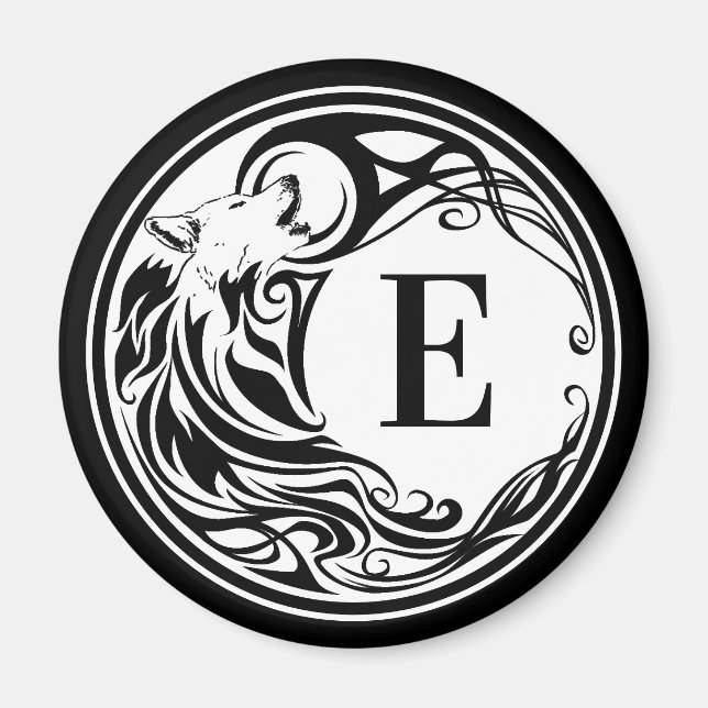 Imã Monograma do Lobo Tribal (Frente)