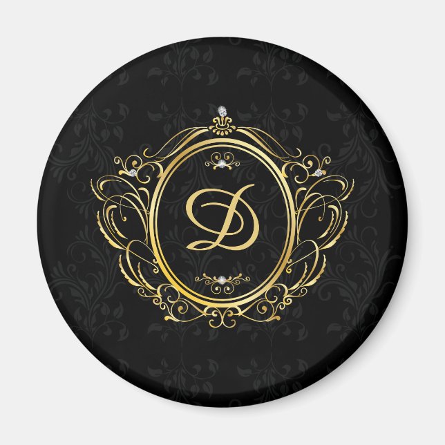 Imã Monograma Dourado de quadro de colheita com amorte (Frente)