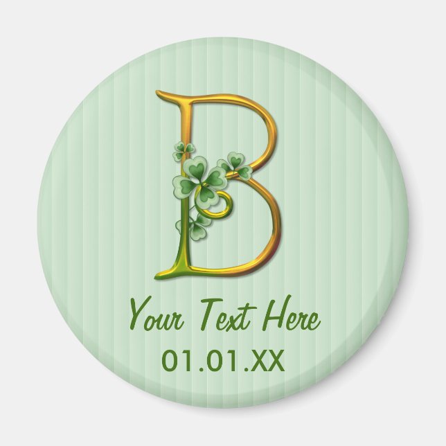 Imã Monograma Dourado irlandês B (Frente)