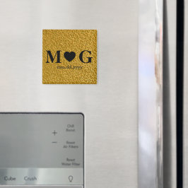 Imã Monograma Dourado texturizado com ímã cardíaco por