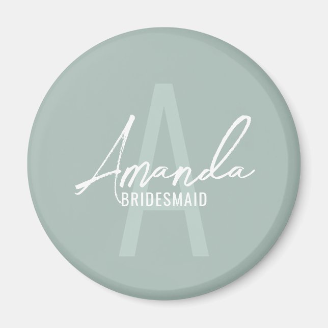 Imã Monograma e Nome da Moderna Personalizada Bridesma (Frente)