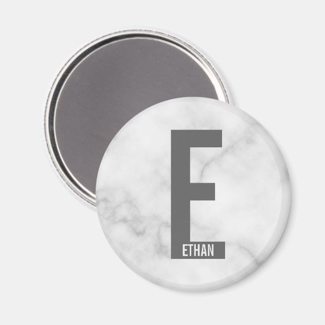 Imã Monograma e Nome de Negrito Personalizado Moderno (Front/Back)