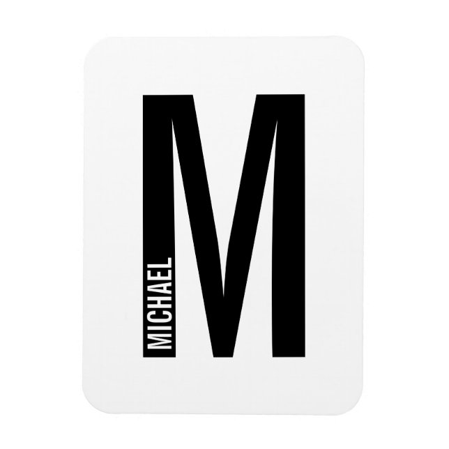 Ímã Monograma e Nome de Negrito Personalizado Moderno (Vertical)