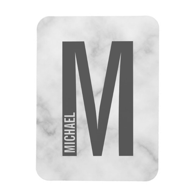 Ímã Monograma e Nome de Negrito Personalizado Moderno (Vertical)