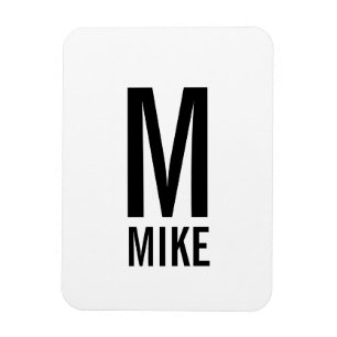 Ímã Monograma e Nome de Negrito Personalizado Moderno