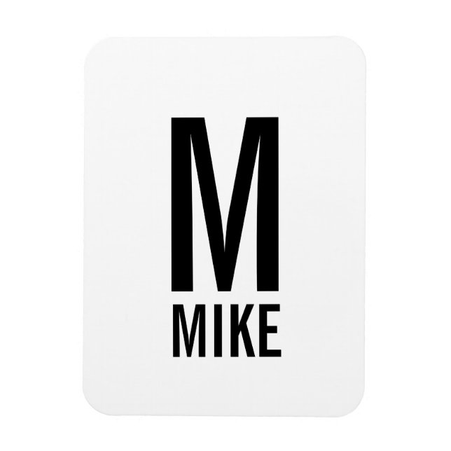 Ímã Monograma e Nome de Negrito Personalizado Moderno (Vertical)