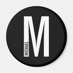 Imã Monograma e Nome Moderno Personalizado em Negrito