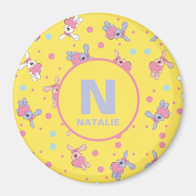 Imã Monograma e Nome para Filhos em Amarelo (Frente)