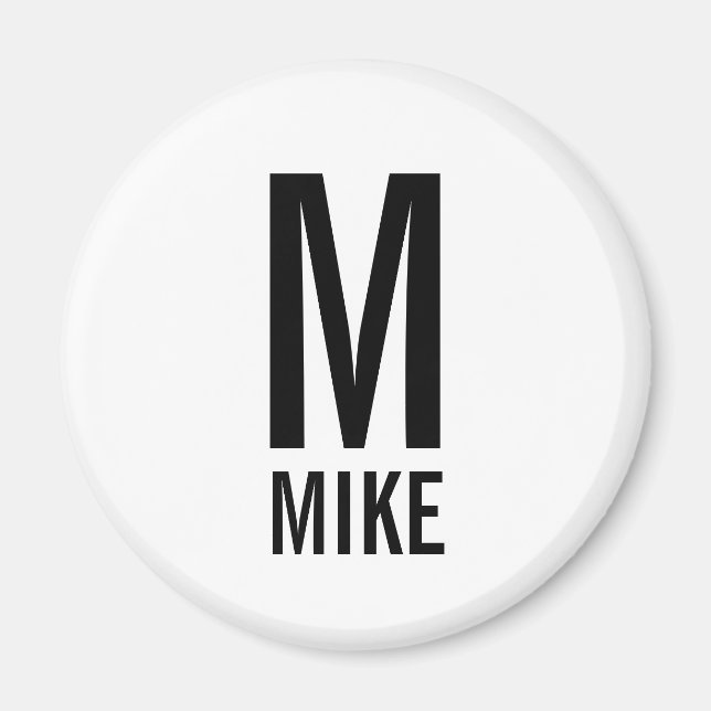 Imã Monograma e Nome Personalizados Modernos (Frente)