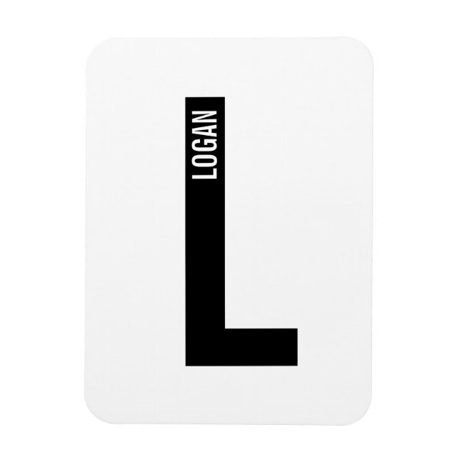 Ímã Monograma e Nome Personalizados Modernos e Destaca (Vertical)