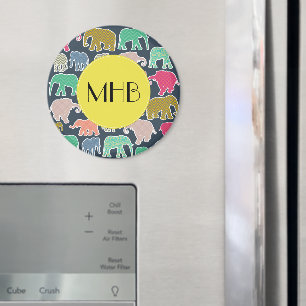 Imã Monograma - elefantes, bolinhas, ziguezague,