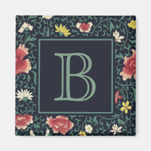 Imã Monograma Floral Antigo e Bonito