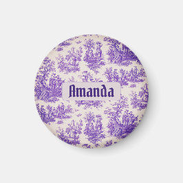 Imã Monograma floral roxo de jouy