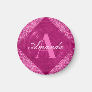 Imã Monograma Girílico Rosa Moderno