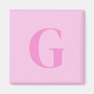 Imã Monograma Inicial Minimalista Rosa Vibrante