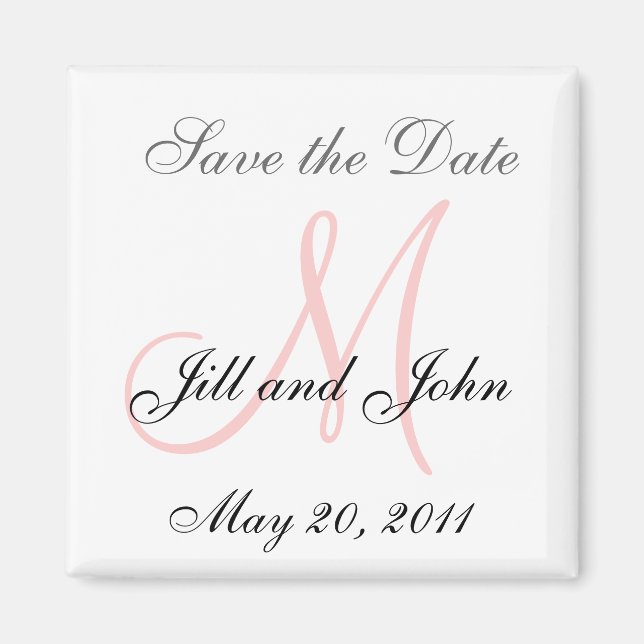 Imã Monograma M Wedding Save the Date Magnet (Frente)