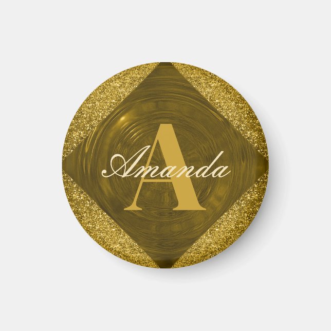 Imã Monograma Menino Dourado Moderno (Frente)