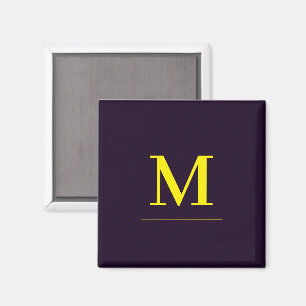 Imã Monograma minimalista amarelo elegante sofisticado