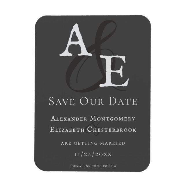 Ímã Monograma Minimalista de cinzas (Vertical)