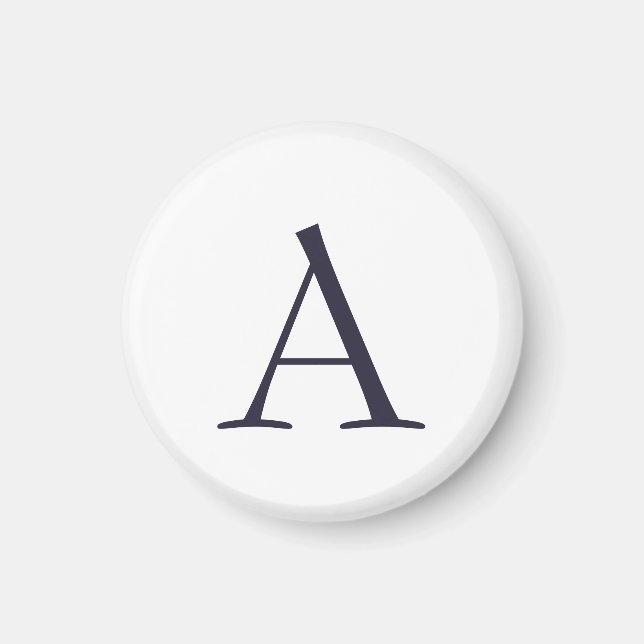 Imã Monograma Moderno Simples Azul Inicial (Frente)